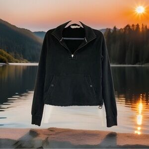 ▪️ Abercrombie & Fitch Women XS black quarter zip collar bungee waist pullover